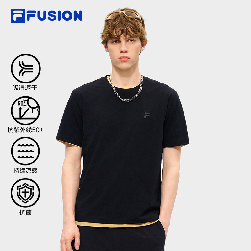 章昊同系列FILA FUSION斐乐潮牌男短袖2026夏新款速干凉感防晒T恤