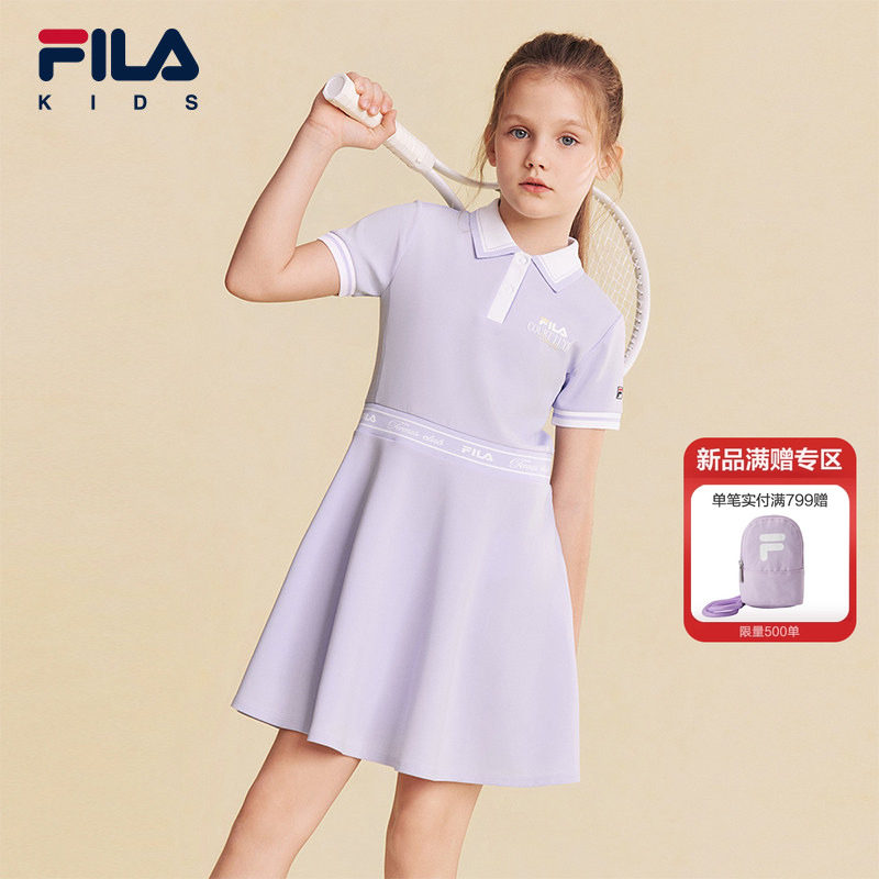 FILA KIDS斐乐童装女大童针织连衣裙2026夏季新款儿童网球运动裙