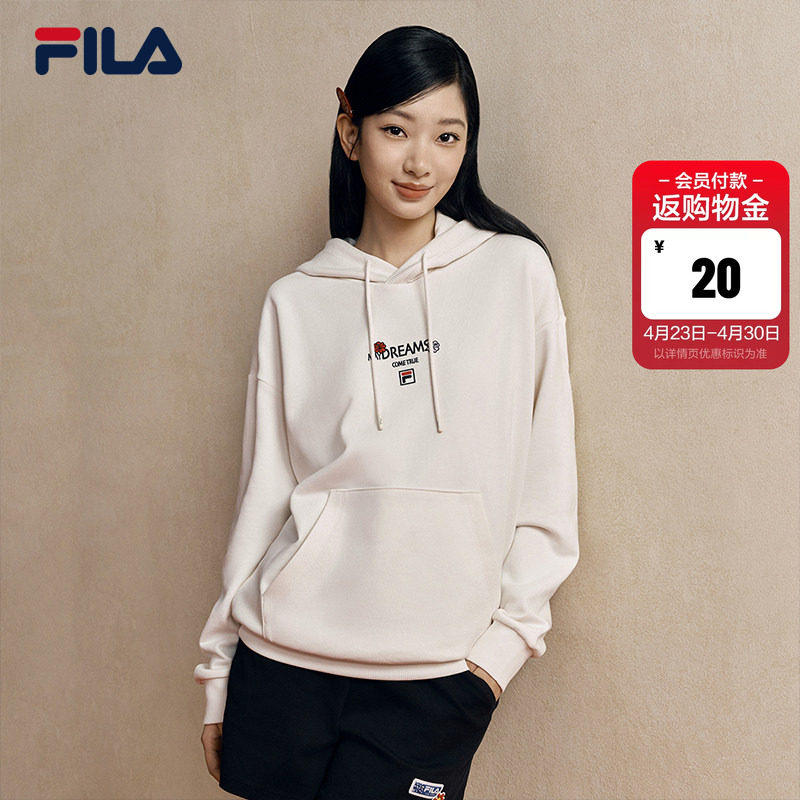 马上起飞FILA斐乐男女连帽卫衣2026春新款情侣海棠花同款上衣