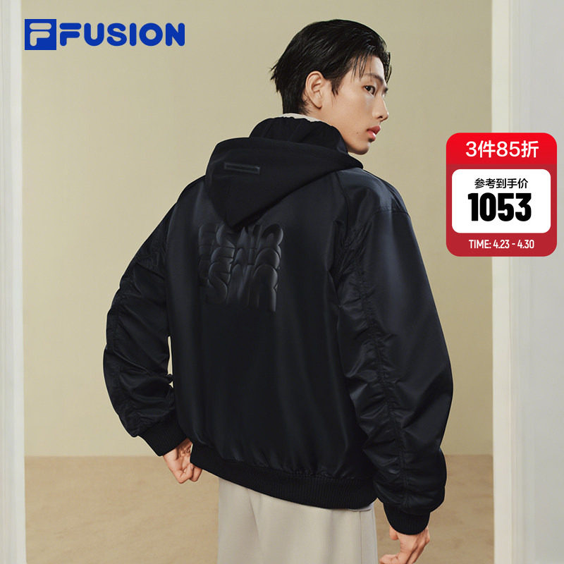 FILA FUSION斐乐潮牌梭织外套男2026春新款时尚宽松夹克连帽上衣