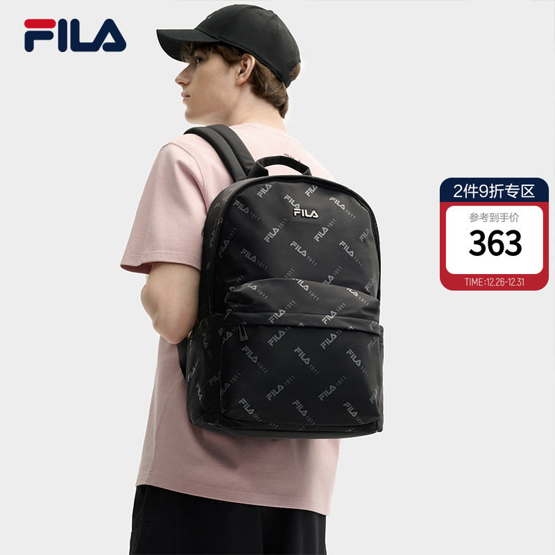 背包|FILA斐乐官方男士商务通勤轻便时尚满印双肩包背包休闲书包