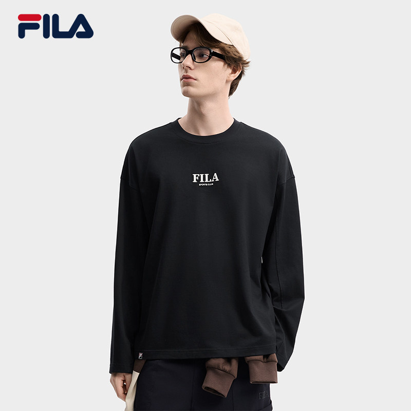 FILA 斐乐官方男子针织长袖衫2026春新款时尚简约休闲纯棉宽松长T,运动服/休闲服装,运动T恤,淘宝优惠券,粉丝福利购,淘宝优惠卷