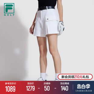 新款 FILA 2024夏季 高尔夫运动简约基础裤 斐乐官方女士梭织短裤 子