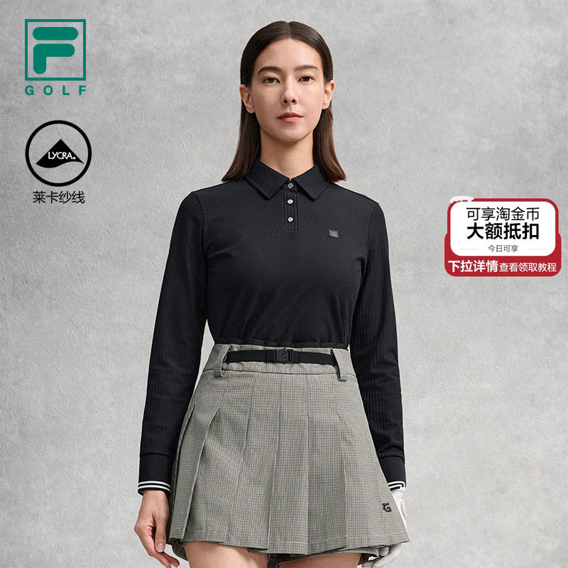 FILA 斐乐官方女子针织长袖POLO衫2026春新款高尔夫运动