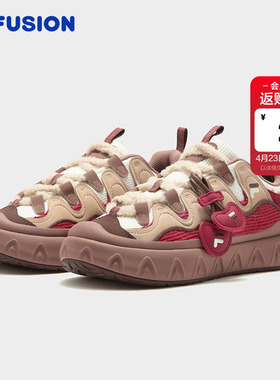 甜筒鞋丨情人节礼物 FILA FUSION斐乐板鞋厚底女鞋新年款红色鞋子