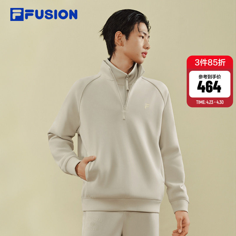 FILA FUSION斐乐潮牌男子套头卫衣2026春季新款休闲宽松针织上衣
