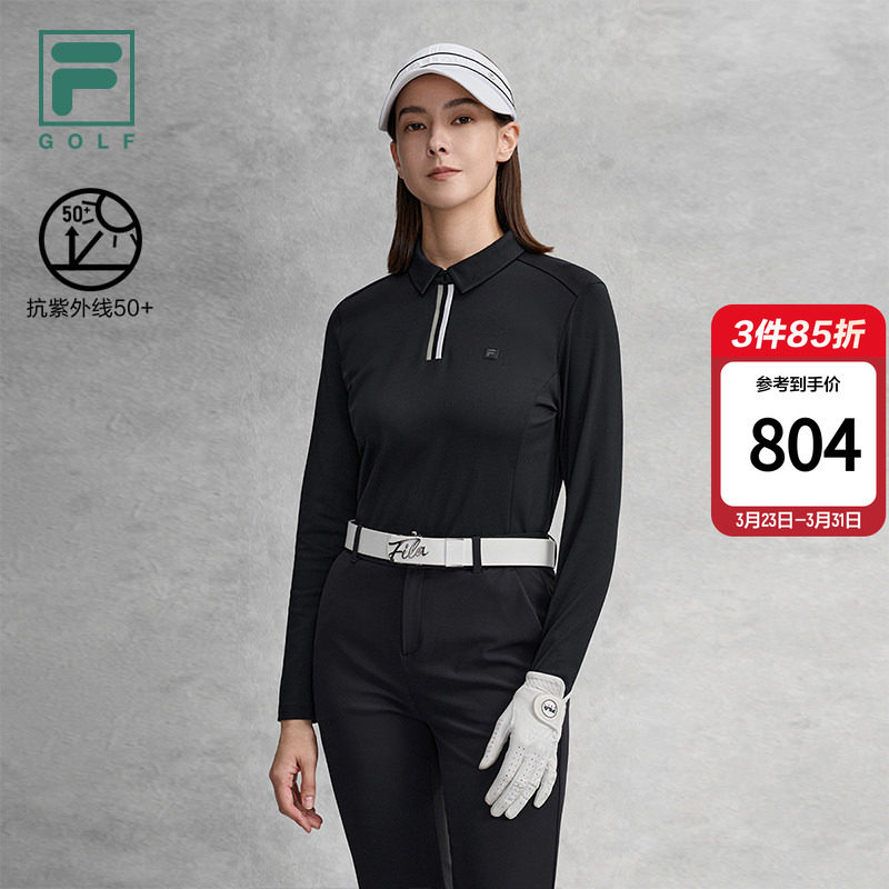 FILA 斐乐官方女子针织长袖POLO衫2026春新款高尔夫运动