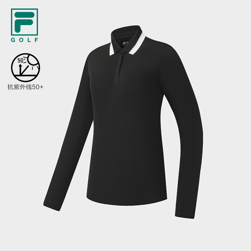 何沐妮同款 FILA斐乐官方袖POLO衫女2025冬新款高尔夫运