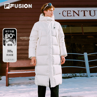 新款 FILA 羽绒服2025冬季 鹅绒长款 连帽外套 FUSION斐乐潮牌情侣款