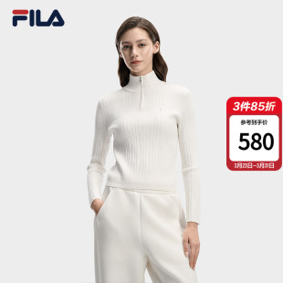 FILA 时尚 斐乐官方编织衫 新款 保暖半拉链上衣 毛衣女春季 杨幂同款