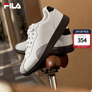 FILA 黑色休闲鞋 斐乐男薄底帆布鞋 小白鞋 拼接轻便运动板鞋 星峦鞋