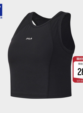 FILA 斐乐官方女士运动背心2026夏新款健身训练打底内衣黑色上衣