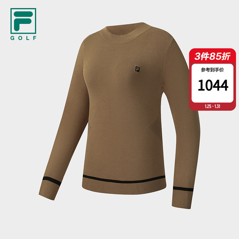 FILA 斐乐官方长袖编织衫女冬季新款高尔夫运动休闲保暖套头毛衣