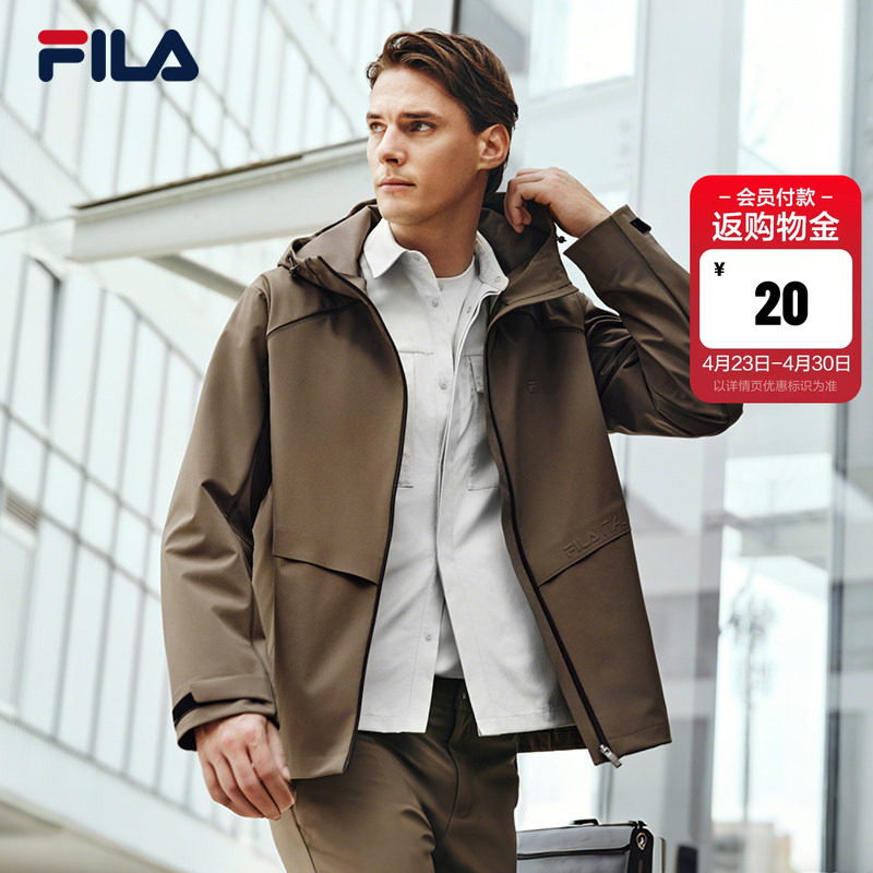 FILA 斐乐官方男士梭织外套2026春新款时尚简约舒适休闲连帽上衣