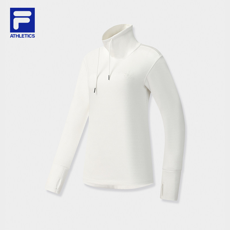 FILA 斐乐官方女子针织套头衫2025冬新款户外运动舒适高领长袖T恤,运动服/休闲服装,运动T恤,淘宝优惠券,粉丝福利购,淘宝优惠卷