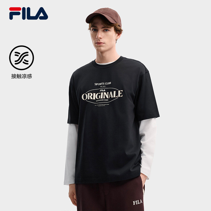 凉感FILA 斐乐官方男子针织短袖衫2026春新款百搭休闲纯棉宽