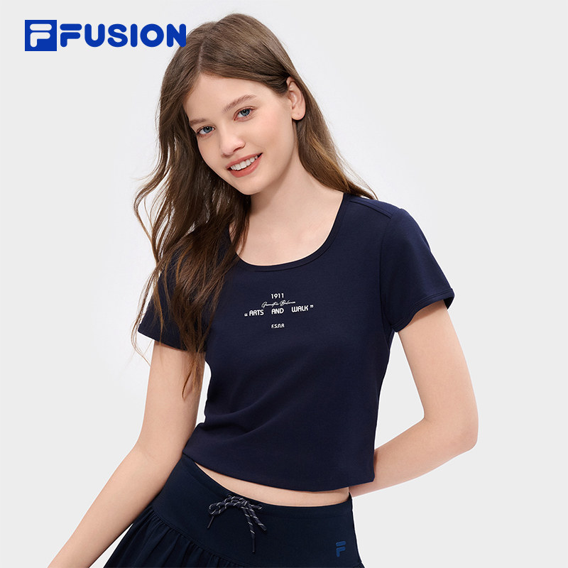 章昊同系列FILA FUSION斐乐潮牌女针织短袖2026夏新款