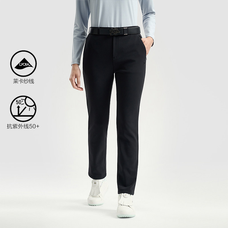 FILA 斐乐官方女士针织长裤2025冬新款高尔夫运动基础防晒直