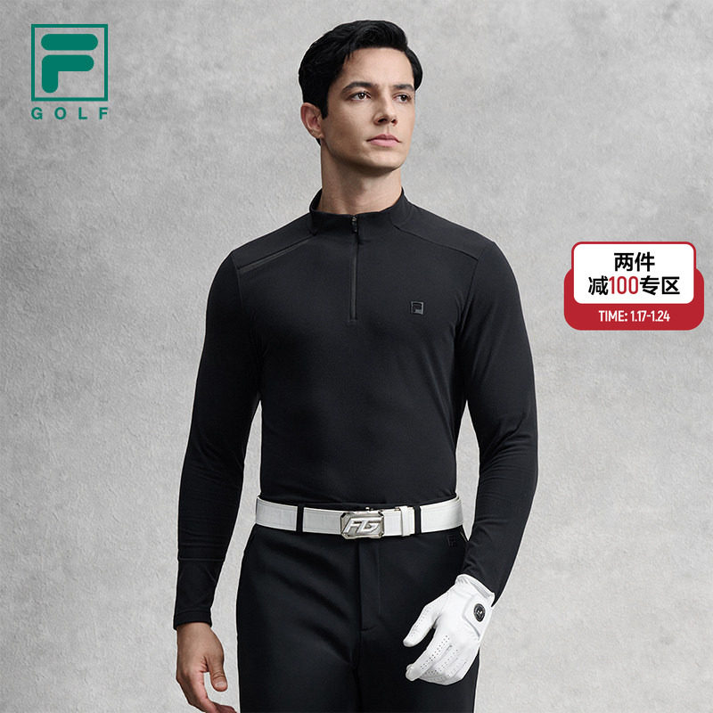 FILA 斐乐官方男子针织长袖上衣2025冬新款高尔夫运动基础加绒长T,运动服/休闲服装,运动T恤,淘宝优惠券,粉丝福利购,淘宝优惠卷