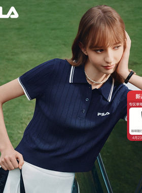 孙千同款FILA斐乐短袖菁英POLO衫女2026夏新款短款显瘦针织T恤