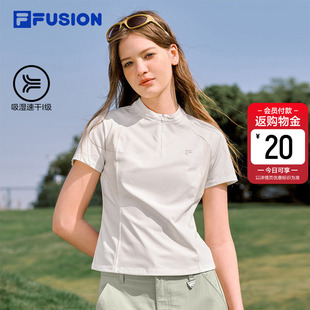 FUSION斐乐潮牌女子针织短袖 吸湿速干修身 衫 新款 T恤 2026夏季 FILA