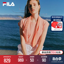 休闲格子披肩短袖 FILA Emerald斐乐女子女装 新款 时尚 上衣2024夏季