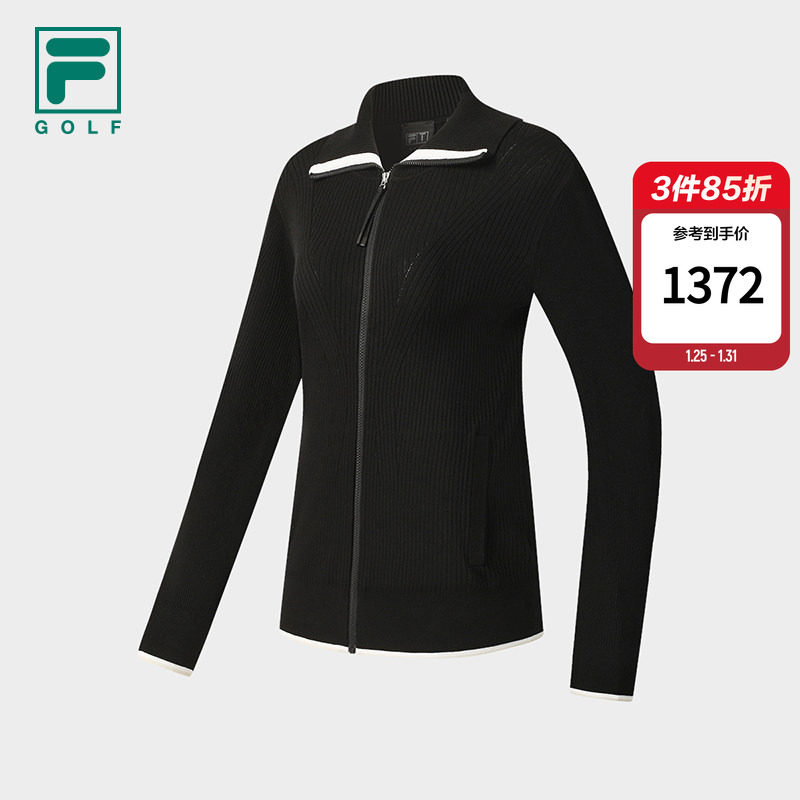 FILA 斐乐官方女长袖编织衫冬季新款高尔夫运动修身毛衣拉链开衫,运动服/休闲服装,运动毛衣/线衫,淘宝优惠券,粉丝福利购,淘宝优惠卷