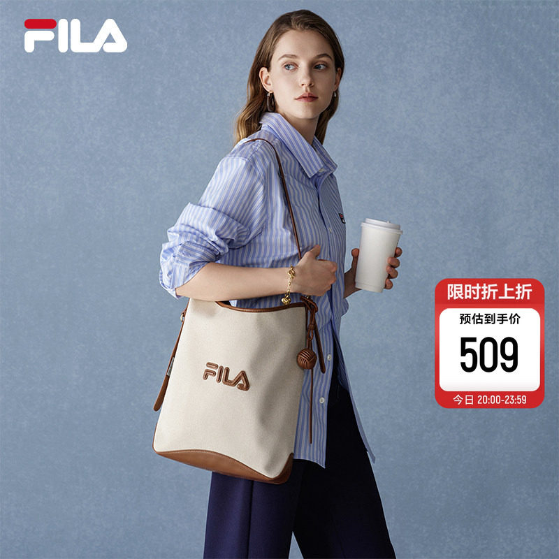 单肩包|FILA 斐乐官方女包提包新款电脑休闲大容量挂件水桶斜挎
