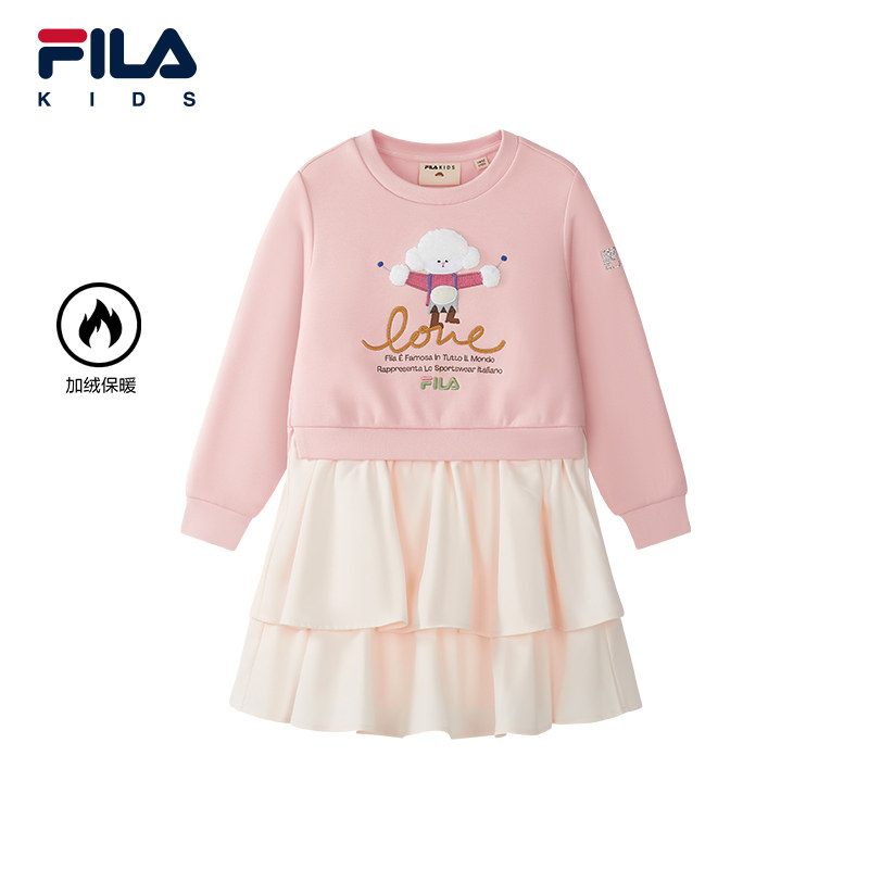 FILA KIDS斐乐童装女小童连衣裙2026春季新款儿童加绒休闲针织裙,童装/婴儿装/亲子装,连衣裙,淘宝优惠券,粉丝福利购,淘宝优惠卷