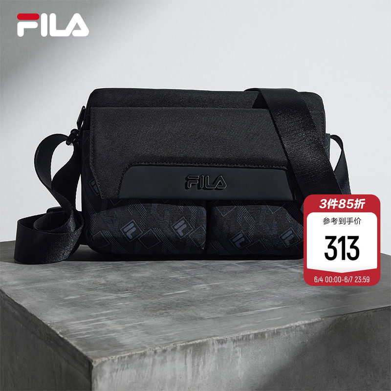黑武士|FILA 斐乐官方男子挎包健身休闲随身通勤单肩包斜挎包拉链