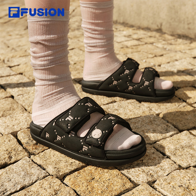 FILA FUSION斐乐官方拖鞋老花女鞋2026夏季新款魔术贴