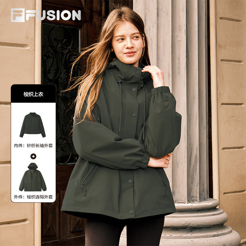 FILA FUSION斐乐潮牌上衣两件套女2026春新款休闲连帽三合一外套,运动服/休闲服装,运动茄克/外套,淘宝优惠券,粉丝福利购,淘宝优惠卷