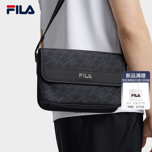 FILA斐乐男子黑武士老花挎包