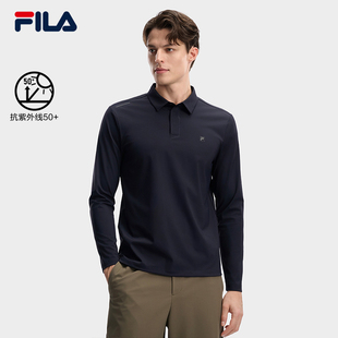 POLO衫 FILA 斐乐官方男子针织长袖 新款 简约基础防晒上衣 2026春季