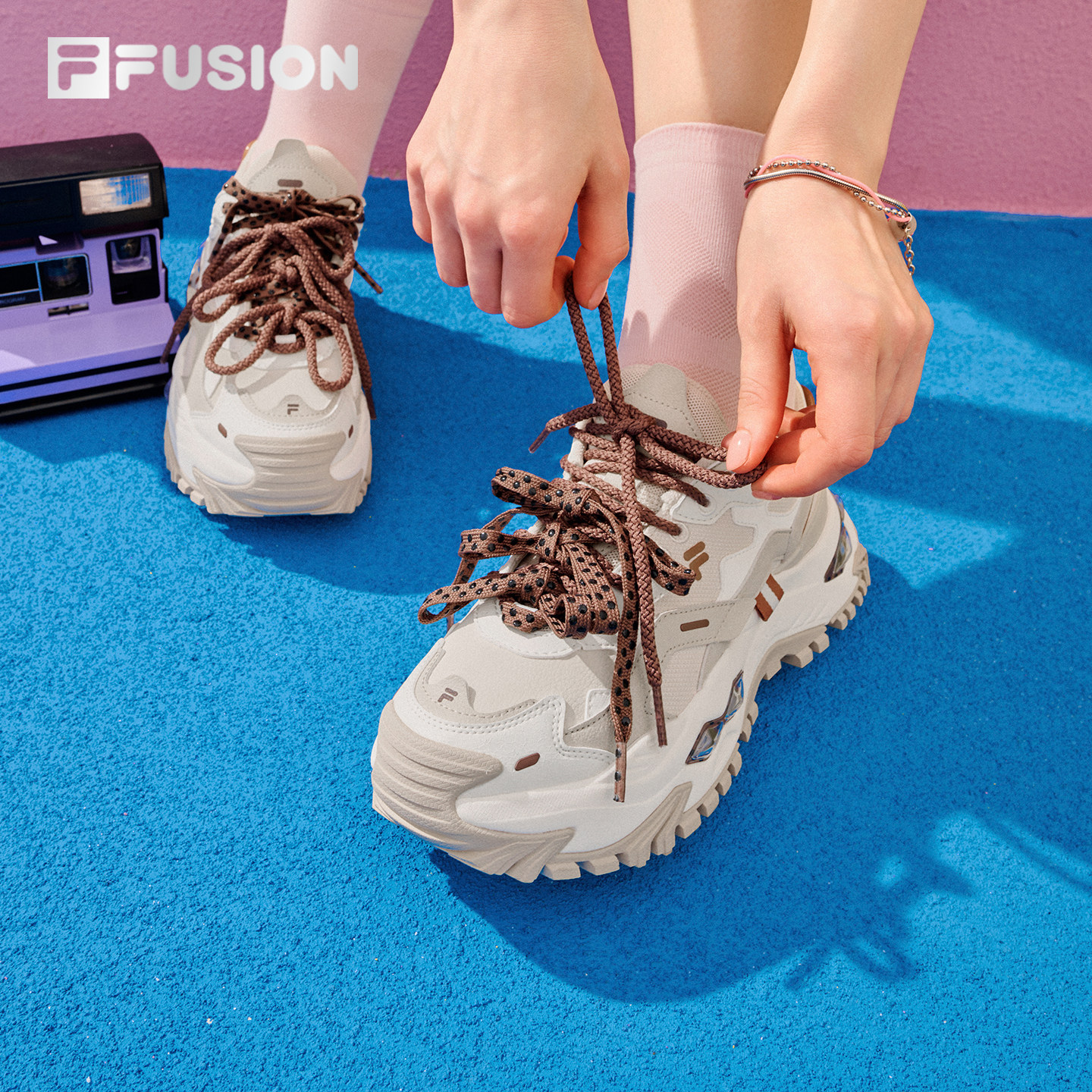 硬糖奶茶丨FILA FUSION 斐乐女鞋厚底增高鞋子新款老爹鞋运动鞋女