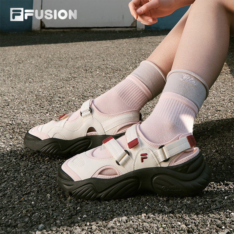 FILA FUSION 斐乐玛丽珍运动凉鞋夏季魔术贴沙滩鞋海螺鞋