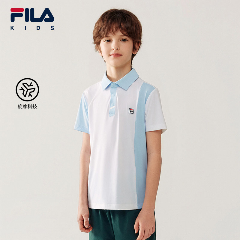 FILA KIDS斐乐童装男大童短袖POLO衫26夏新款儿童运动透气上衣
