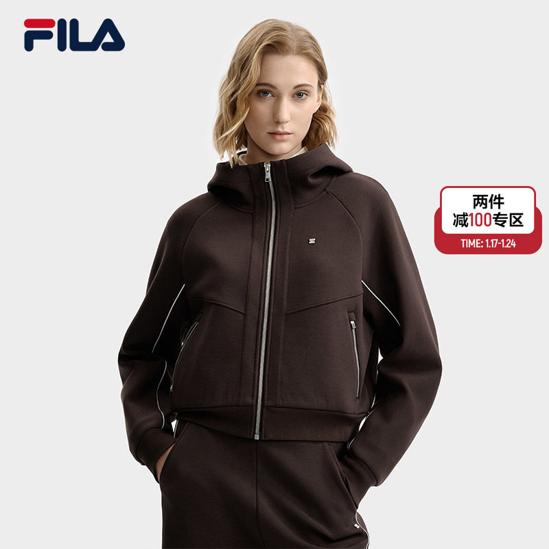 FILA 斐乐官方女士针织连帽外套2025冬新款时尚休闲宽松连帽上衣,运动服/休闲服装,运动茄克/外套,淘宝优惠券,粉丝福利购,淘宝优惠卷