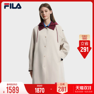 【王安宇推荐】FILA斐乐梭织外套26冬季新款女连帽中长款风衣上衣
