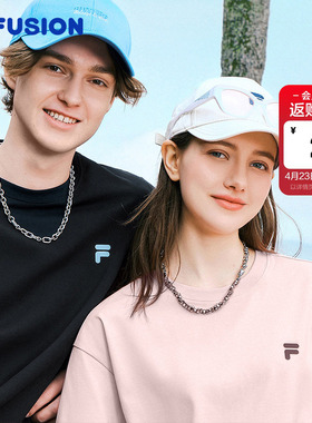 FILA FUSION斐乐潮牌运动短袖T恤宽松休闲情侣凉感上衣男女同款