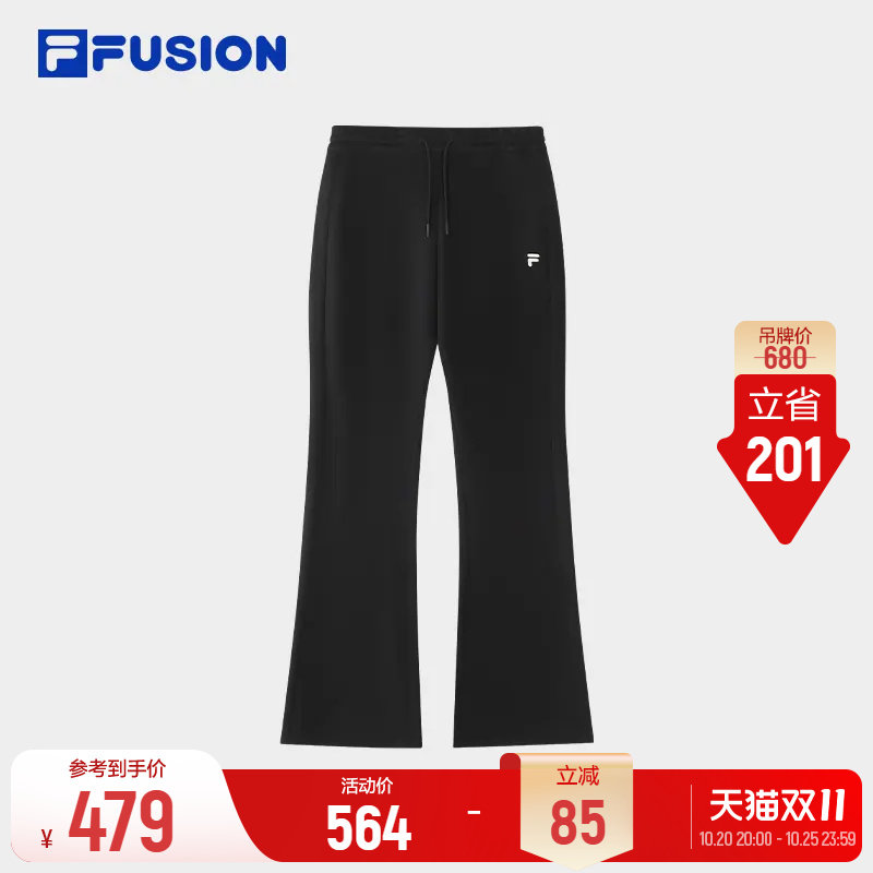 FILA FUSION斐乐潮牌日常休闲针织长裤26冬季新款女士中腰喇叭裤
