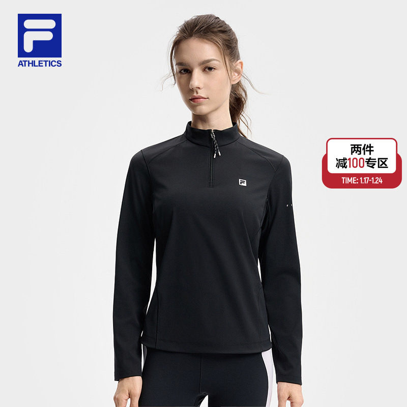 FILA 斐乐官方女子针织长袖衫2025冬季新款健身运动基础半拉链长T,运动服/休闲服装,运动T恤,淘宝优惠券,粉丝福利购,淘宝优惠卷