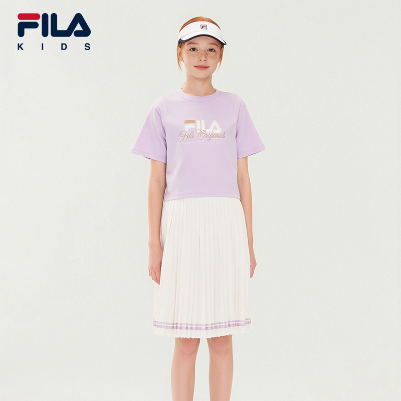 FILA KIDS斐乐童装女大童连衣裙2025秋季新款儿童百搭时尚针织裙