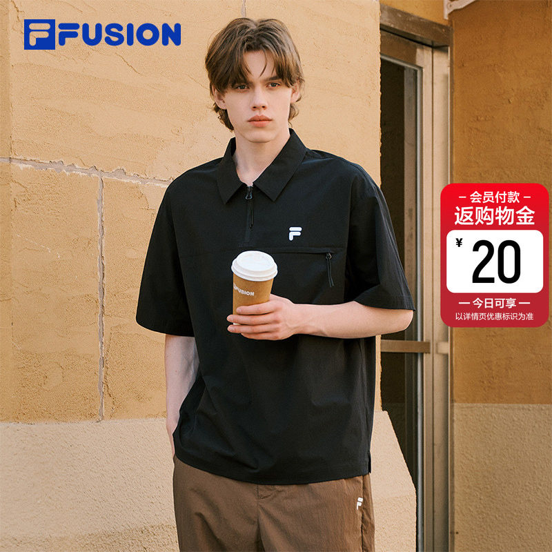 梭织POLO衫|FILA FUSION斐乐潮牌男子短袖2026夏