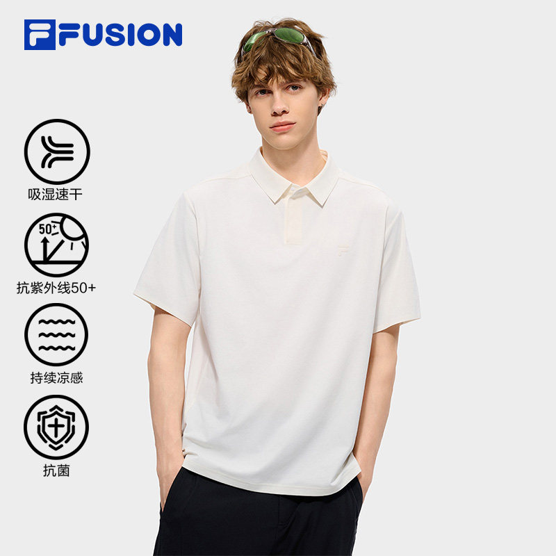 田曦薇同系列|FILA FUSION斐乐男T恤速干防晒短袖POL