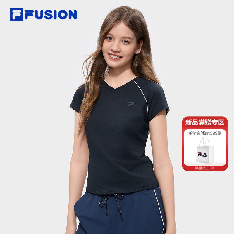 章昊同系列FILA FUSION斐乐潮牌女针织短袖2026夏新款