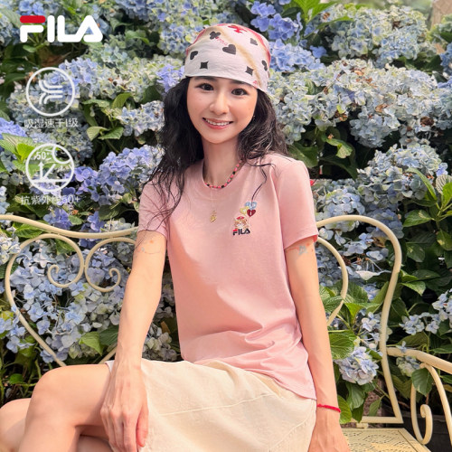 FILA斐乐小猫刺绣圆领修身上衣