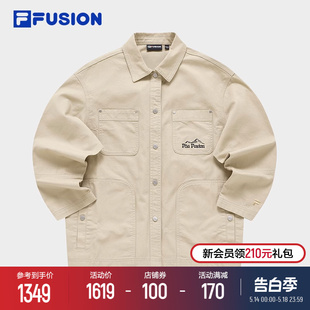 女2024春新款 复古工装 FUSION斐乐潮牌外套衬衫 FILA 夹克宽松上衣