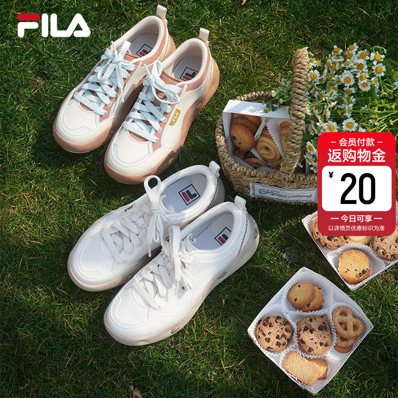 曲奇鞋|FILA斐乐官方女鞋帆布鞋薄底网面复古透气运动板鞋休闲鞋