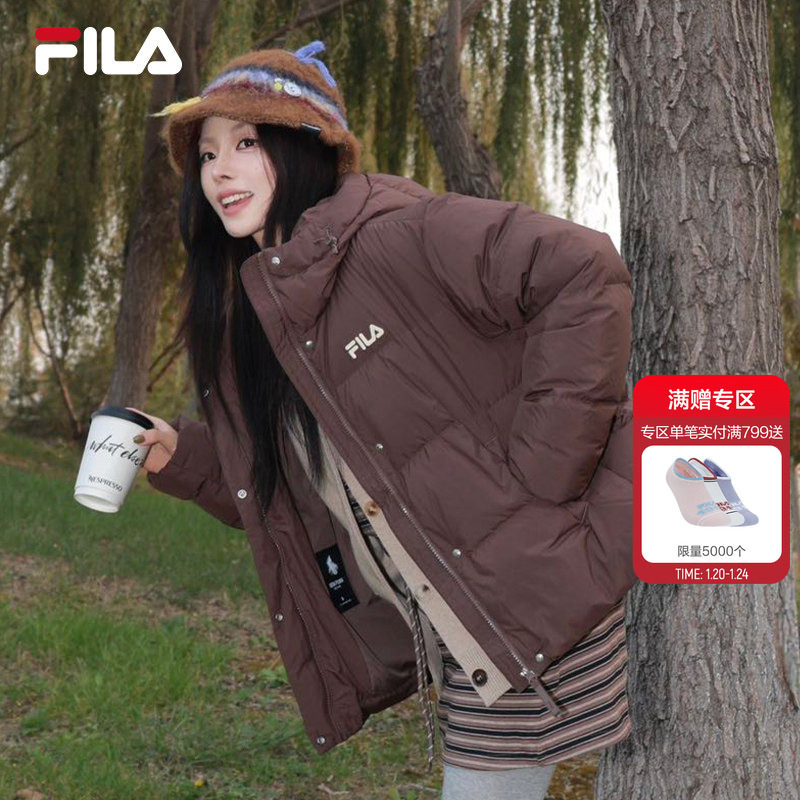 FILA斐乐羽绒服女2025冬新款美拉德风保暖连帽短款外套休闲面包服,运动服/休闲服装,运动羽绒服,淘宝优惠券,粉丝福利购,淘宝优惠卷